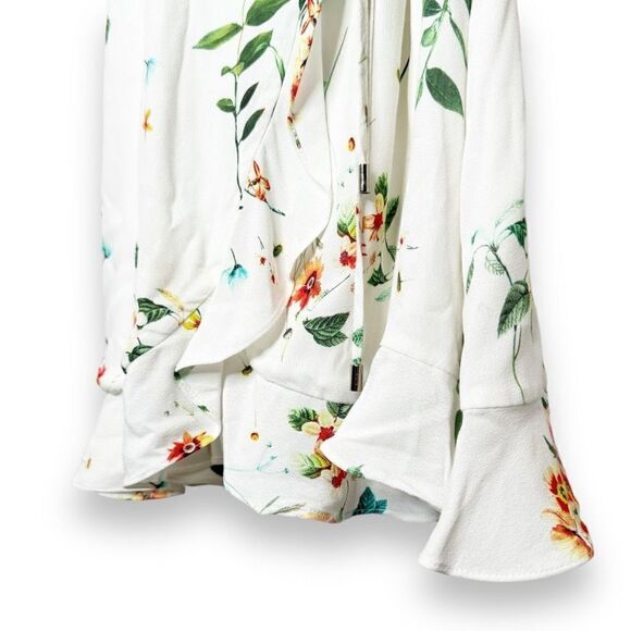 Willow & Clay Landon White Floral Ruffle Hem Wrap Mini Dress Women’s Size Small - Picture 6 of 13